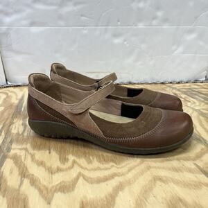 Naot Kirei Brown Leather Mary Jane Flats Womens Size 9 EU 40 Comfort Support